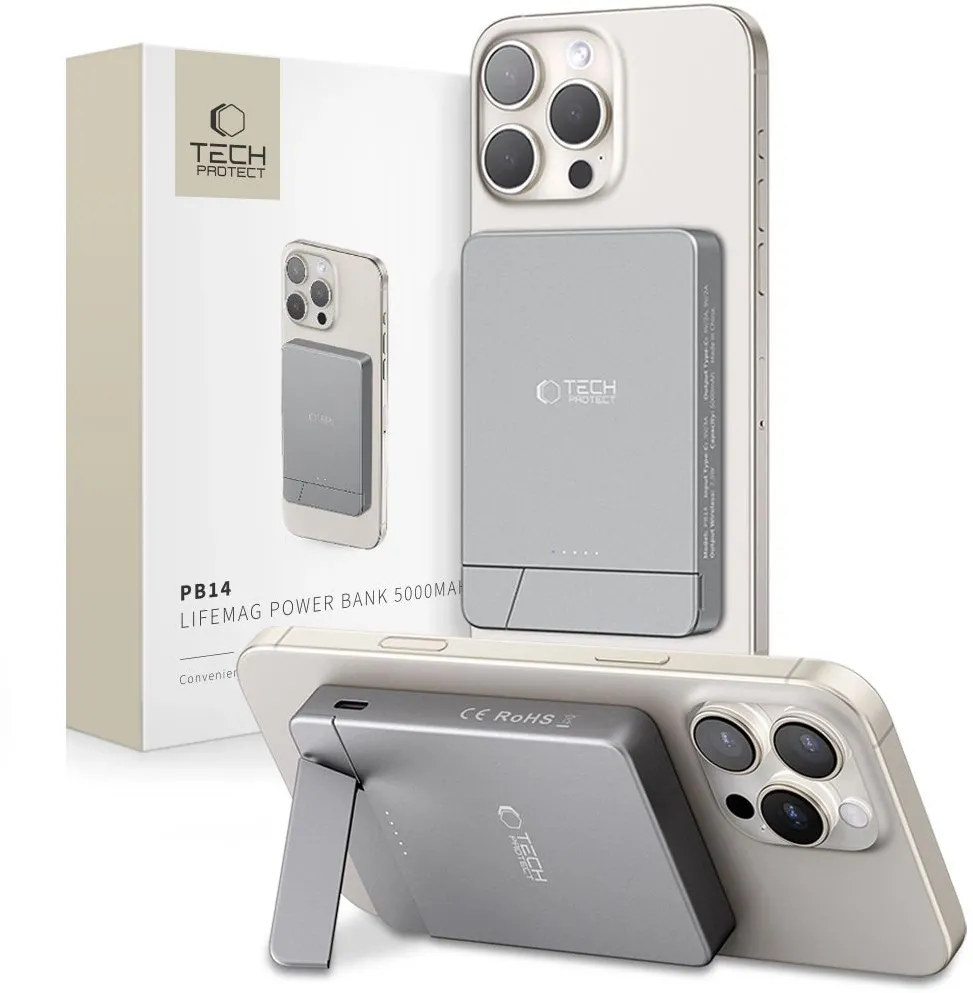 Powerbank Tech-Protect PB14 LifeMag MagSafe 5000 mAh - gray