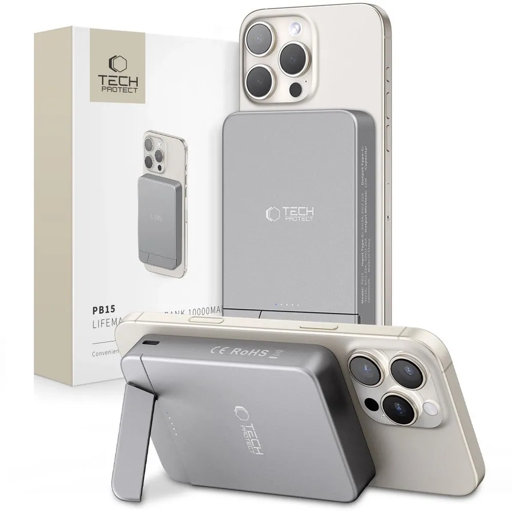 Powerbank Tech-Protect PB14 LifeMag MagSafe 10000 mAh - gray