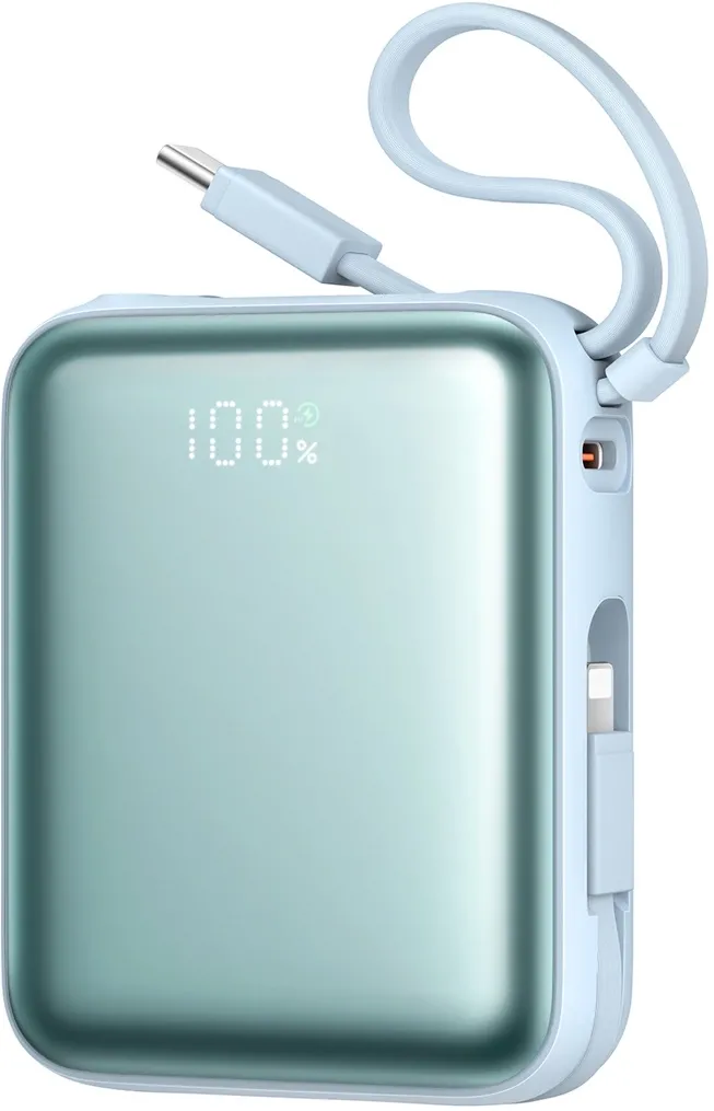 Joyroom JR-PBF27 22.5W 10000mAh Powerbank with Two Built-in Cables - Blue