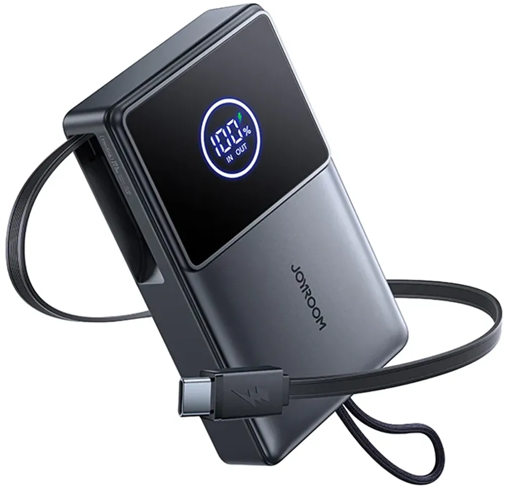 Joyroom JR-PR1 10000mAh 22.5W Powerbank with Built-in Retractable USB-C Cable - Black