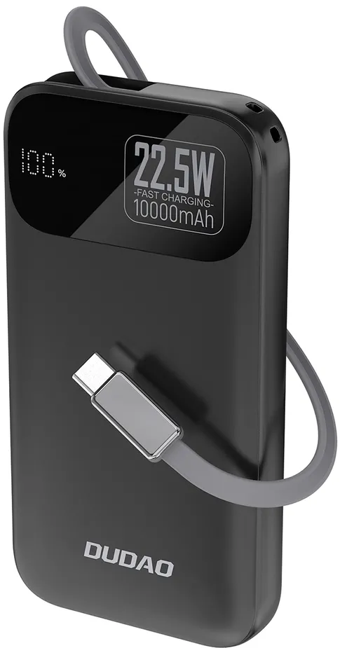 Dudao K31 10000 mAh 22.5W PD Powerbank with Built-in Cable - Black