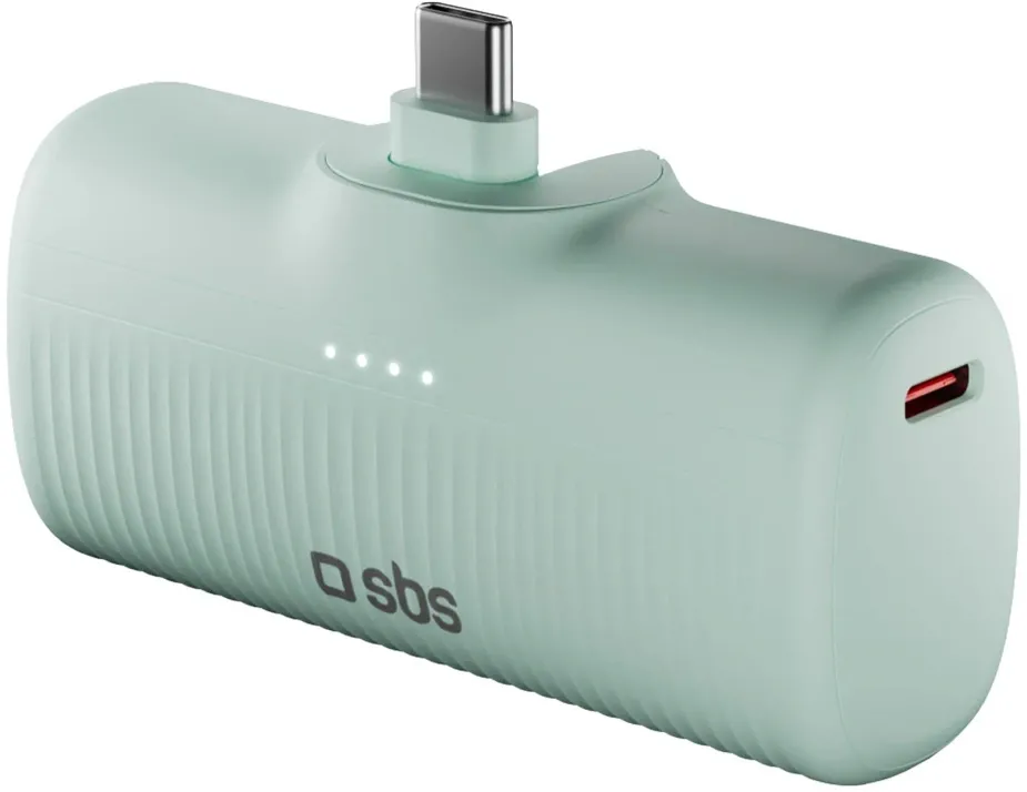SBS EcoPower 5000 mAh 10W Powerbank with Built-in USB-C Port - Green