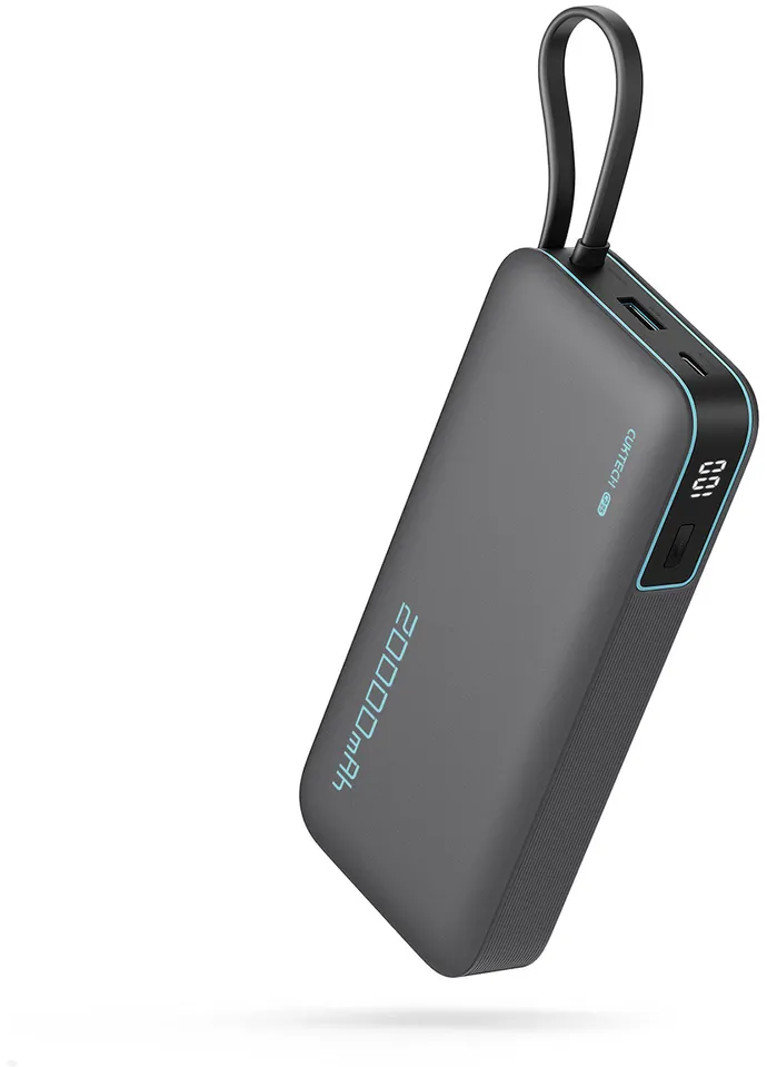 Cuktech CUKP200NGLDG 45W 20000mAh Powerbank with Built-in USB-C Cable - Gray