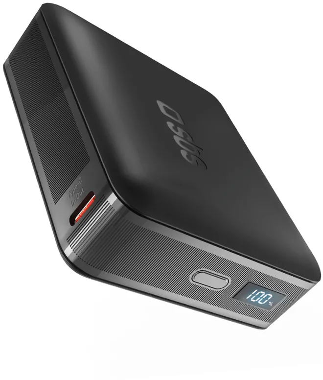 SBS HD 65W 20000mAh USB-C Power Bank with LCD Display - Black