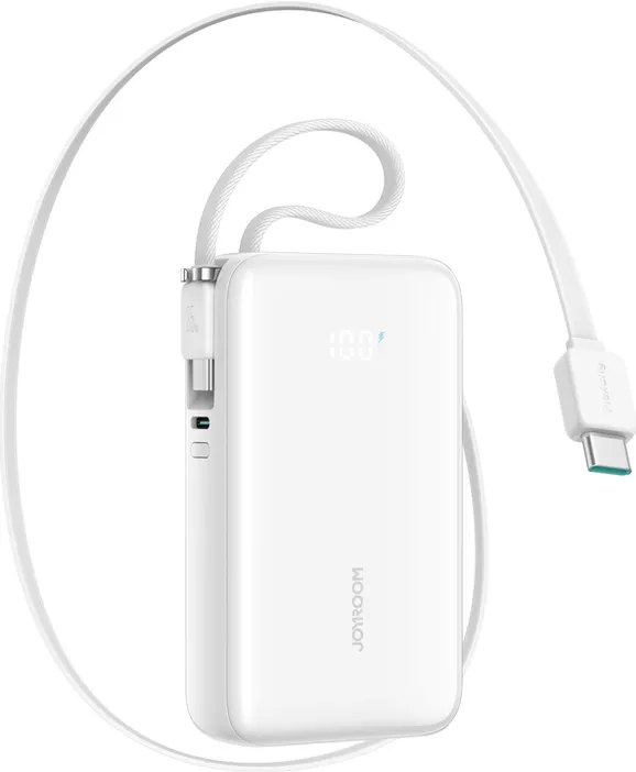 Joyroom JR-PR2 35W 10000mAh Powerbank with Two Built-in USB-C Cables - White
