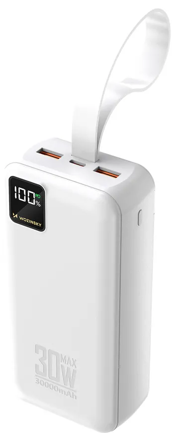 Baterie externa Wozinsky W8-W 30000 mAh 30W cu lanterna alb