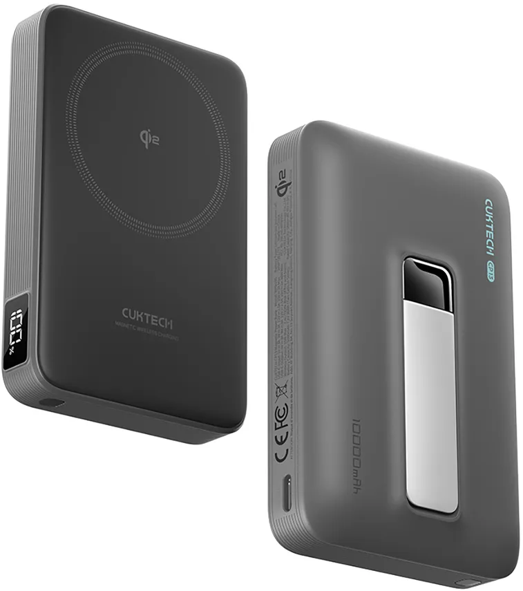 Cuktech WPB100 10000 mAh Qi2 Magnetic Powerbank 30W with Stand - Black