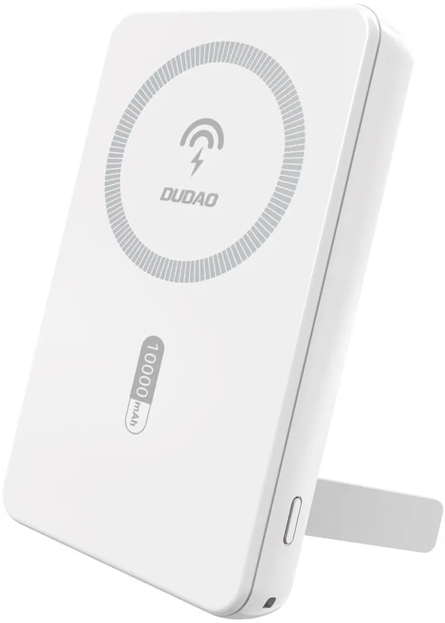 Baterie externa magnetica Dudao K14S+ 10000 mAh 22.5W compatibila MagSafe cu suport alb