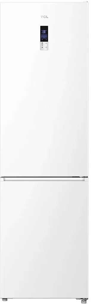 Combina frigorifica TCL MEGA Space RP409BWE0, 409L, Total No Frost, Compresor Inverter, Display Touch, T-Fresh, Multi-air flow, Power Cool, Power Freeze, Sertar Crisper, Usa reversibila, deschidere 90°, Maner retras, Iluminare LED, Clasa E, H 185 cm, Alb