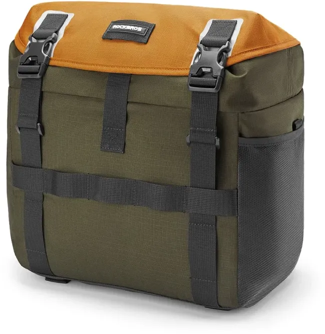 Geanta pentru ghidon bicicleta RockBros W019 13.5-24L verde-portocaliu