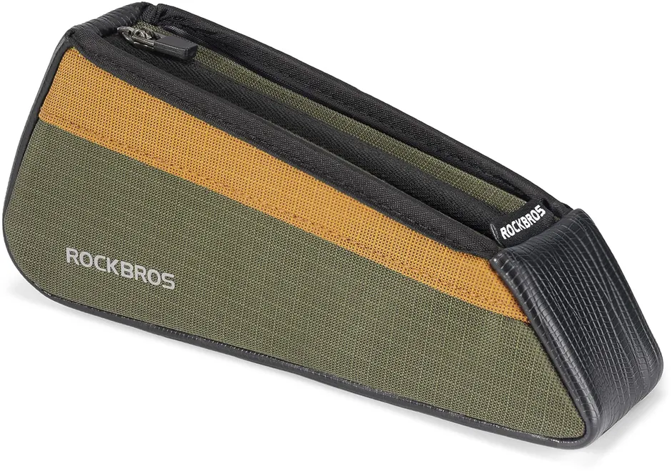 Geanta cadru bicicleta RockBros 088 0.25 l verde-portocaliu