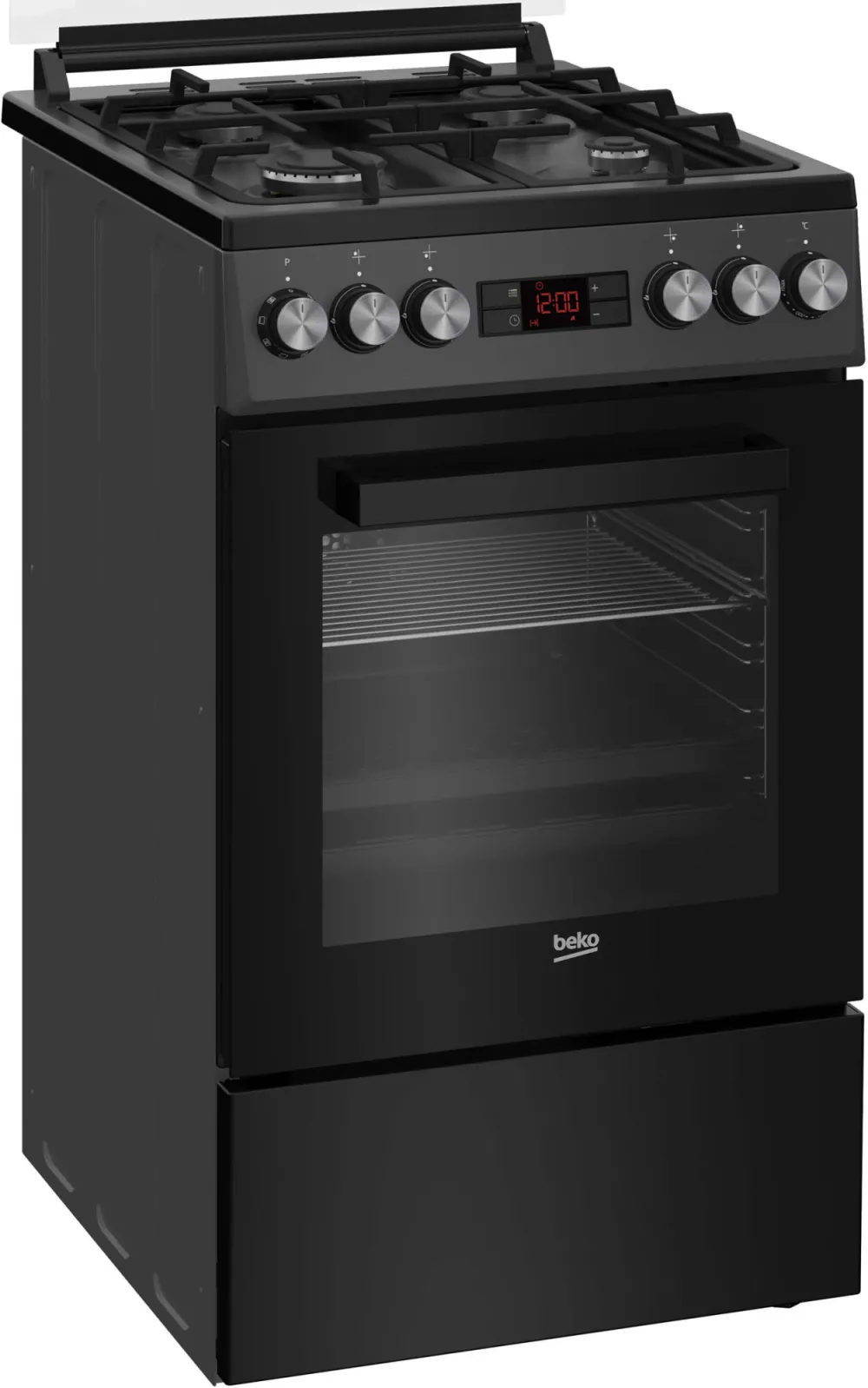 Aragaz mixt FSM52330NAO, 4 arzatoare cu eficienta ridicata, aprindere electrica, Cuptor electric, Grill, Dispaly, Antracit