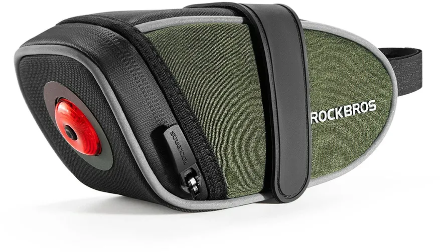 Rockbros C52-2 lightweight saddle bag with 250 mAh lighting - green