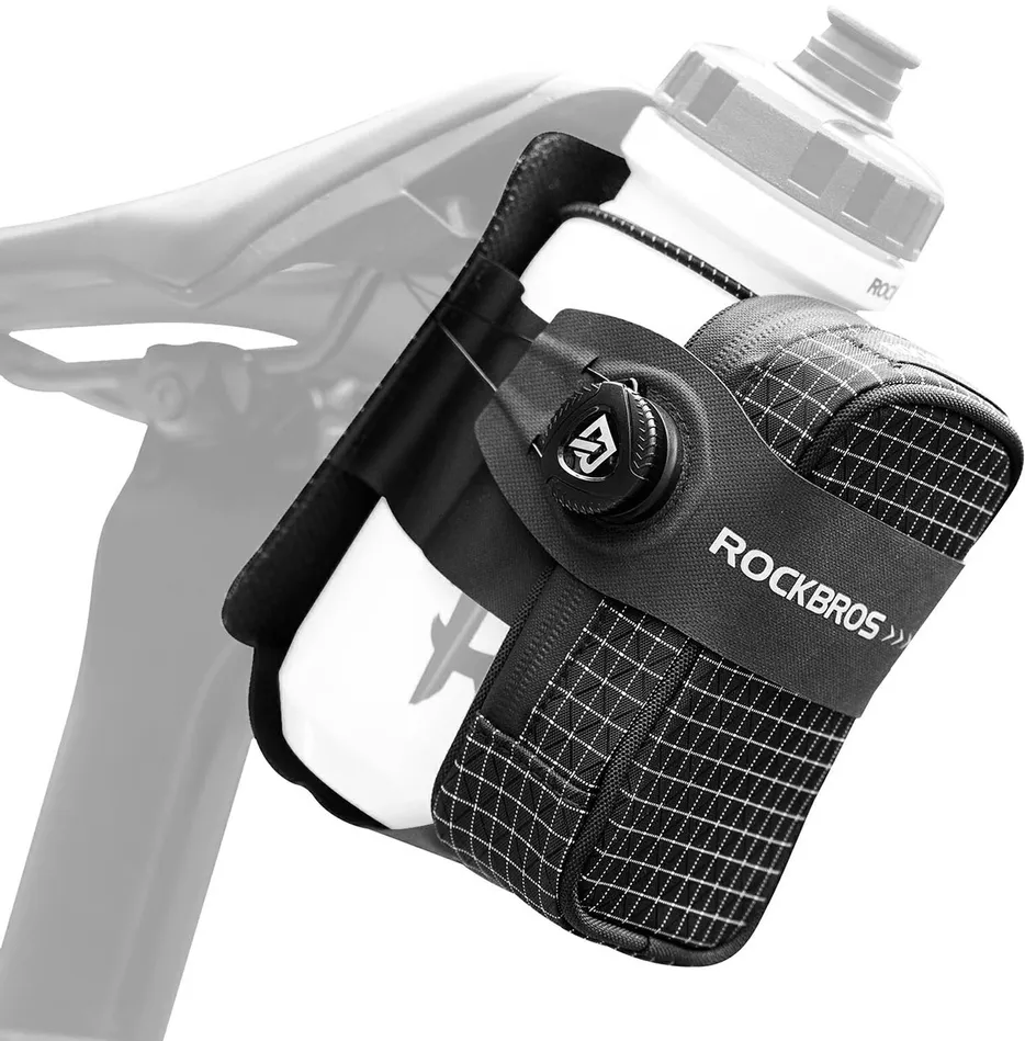 Rockbros P010 0.2L Bike Saddle Bag with 0.6L Bottle Holder - Black