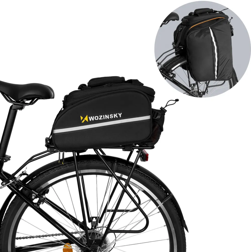 Wozinsky large bike rack bag 35l + rain cover black (WBB19BK)