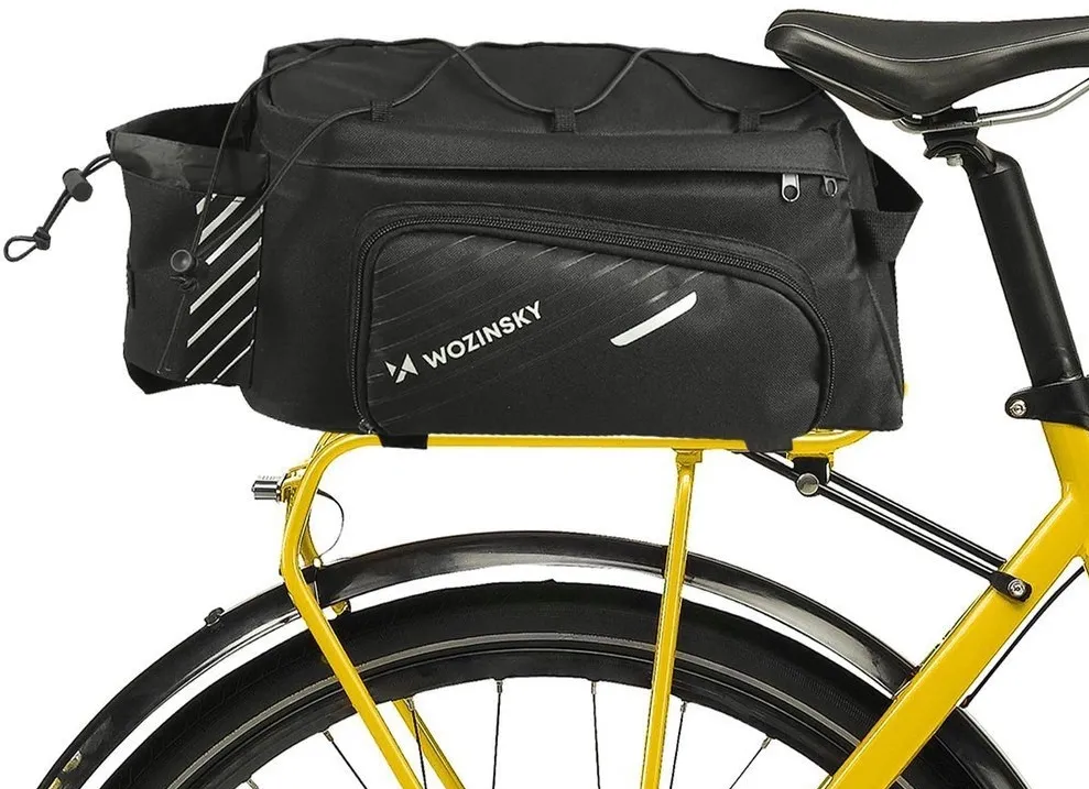 Wozinsky Bike Pannier Rack Bag with Shoulder Strap 9L (Rain Cover Included) Black (WBB22BK)