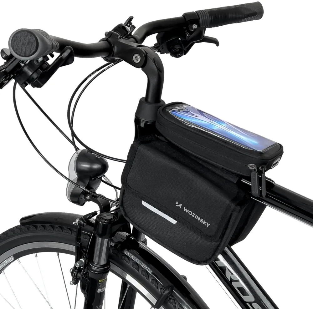 Wozinsky bicycle frame bag, waterproof phone case, 1.5l, black (WBB26BK)