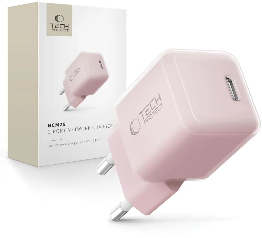 Incarcator de perete Tech-Protect NCM25 USB-C PD 25W roz