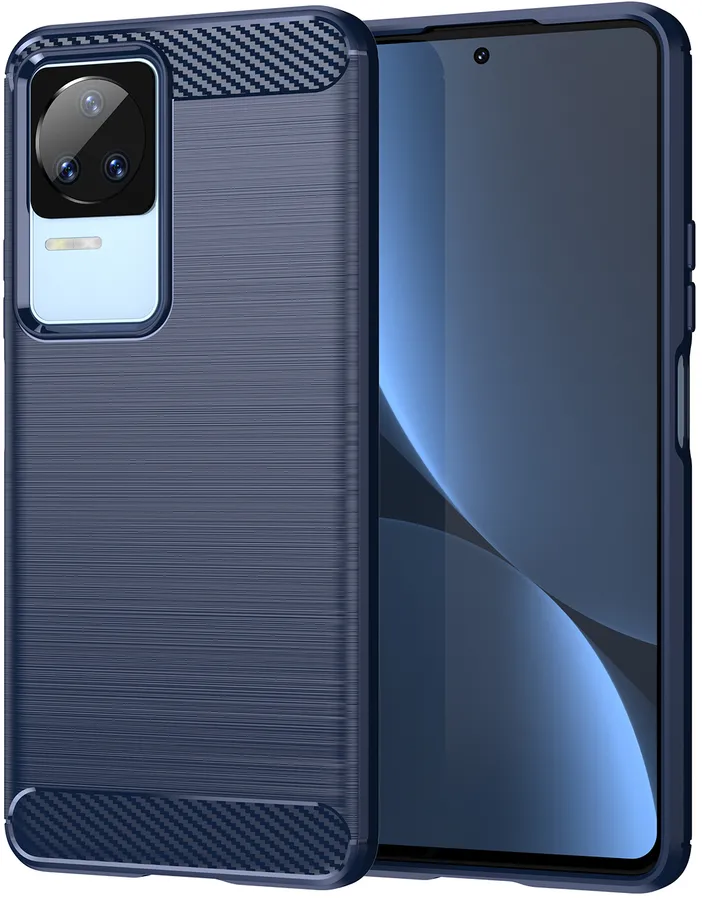 Carbon Case for Xiaomi Poco F4 5G flexible silicone carbon cover blue