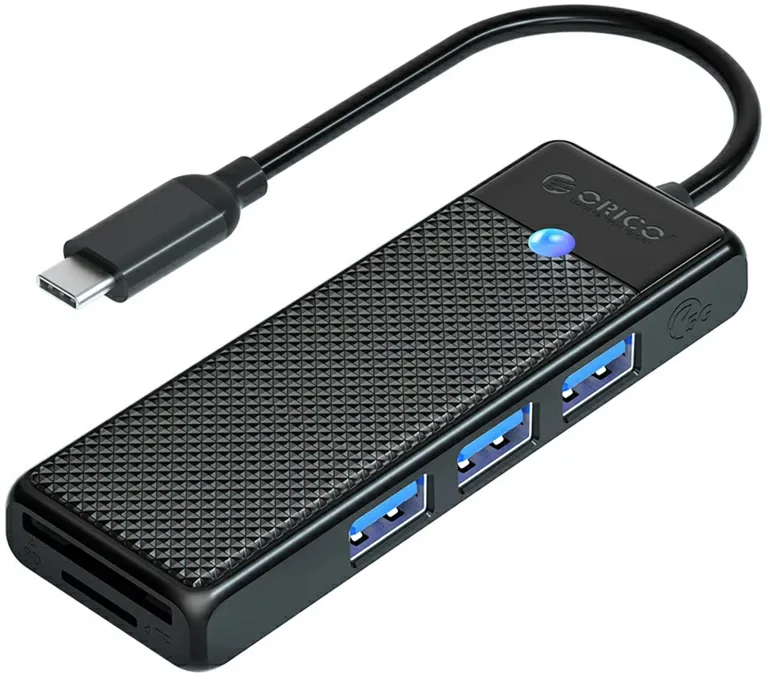 Orico PAPW3AT-C3 USB Hub 4-port 3x USB-A 3.0 with microSD/SD card reader 0.15 m - black