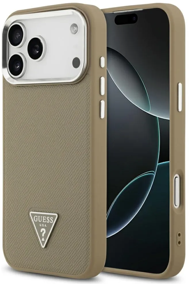 Guess Grained Triangle Logo MagSafe case for iPhone 17 Pro Max - brown