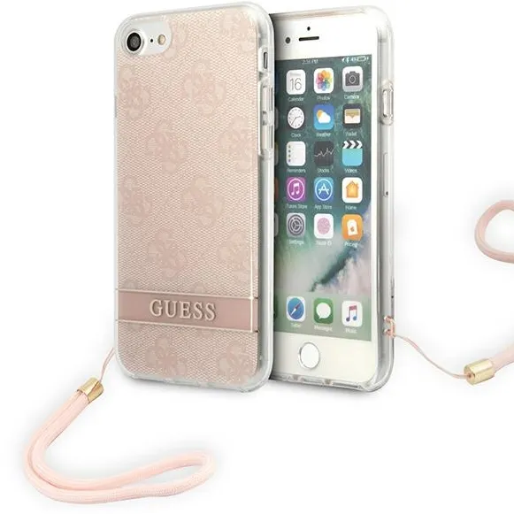Guess GUOHCI8H4STP iPhone SE 2022 / SE 2020 / 7/ 8 pink/pink hardcase 4G Print Strap