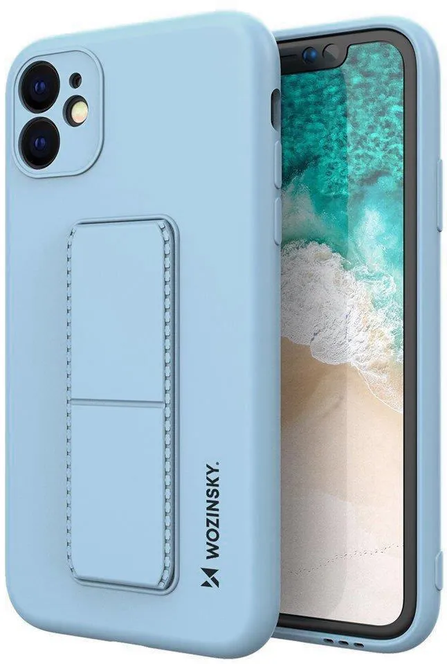 Wozinsky Kickstand Case Silicone Case with Stand for Samsung Galaxy A22 4G Light Blue