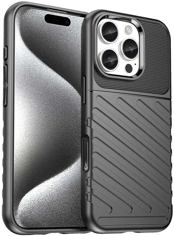 Thunder Case for iPhone 16 Pro Max Silicone Case - Black