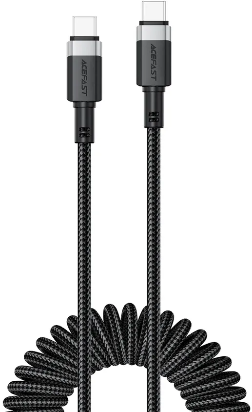 Acefast C14-03 USB-C - USB-C Spring Cable 480Mb/s 3A 1.2m - Black