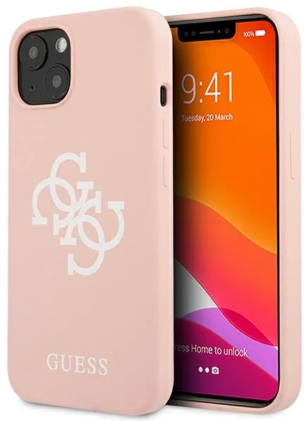 Guess GUHCP13SLS4GWPI iPhone 13 mini 5.4" pink/pink hard case Silicone 4G Logo