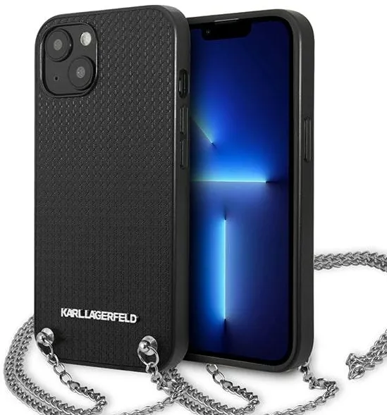 Karl Lagerfeld KLHCP13SPMK iPhone 13 mini 5,4 "hardcase black / black Leather Textured and Chain