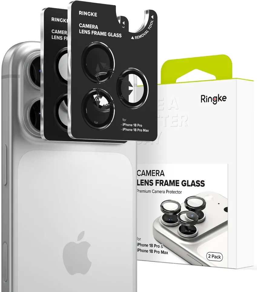 Ringke Camera Frame Protector 2-Pack Tempered Glass for iPhone 18 Pro / Pro Max - Black