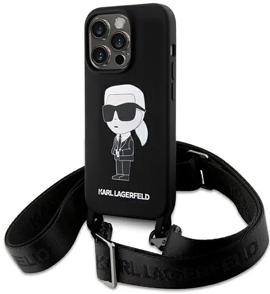 Karl Lagerfeld KLHCP15XSCBSKNK iPhone 15 Pro Max 6.7" hardcase black/black Crossbody Silicone Ikonik