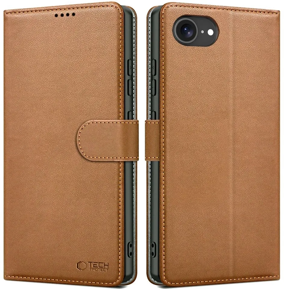 Tech-Protect Wallet Case for iPhone 16e / 17e - Brown