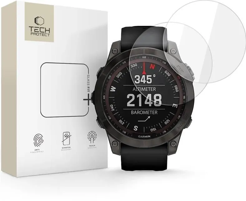 Tech-Protect Glass Fit+ 2-pack tempered glass for Garmin Fenix 7 / 7 Pro - transparent