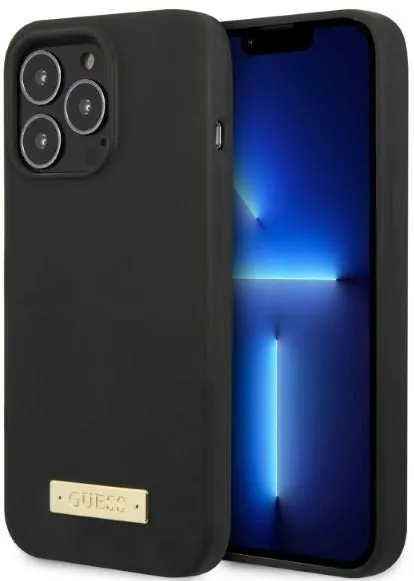 Guess GUHMP13LSPLK iPhone 13 Pro / 13 6.1" black/black hard case Silicone Logo Plate MagSafe