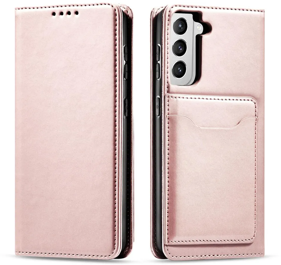 Magnet Card Case for Samsung Galaxy S22 + (S22 Plus) Pouch Wallet Card Holder Pink