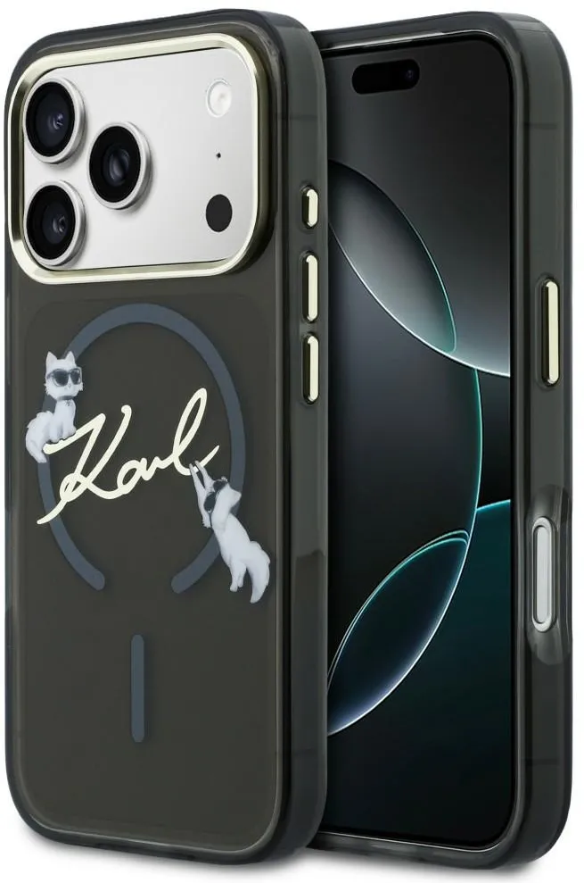 Karl Lagerfeld IML Choupettes Karl Script Logo MagSafe Case for iPhone 17 Pro Max - Black