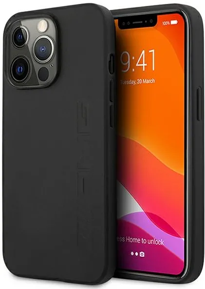 AMG AMHCP14XDOLBK iPhone 14 Pro Max 6.7 "black / black hardcase Leather Hot Stamped