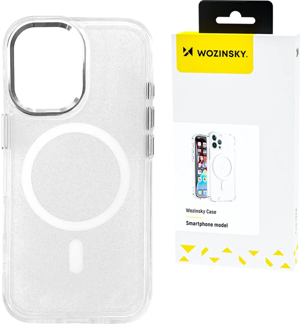 Wozinsky Glitter Case with Mag Safe for Samsung Galaxy S24 FE - Clear with Glitter