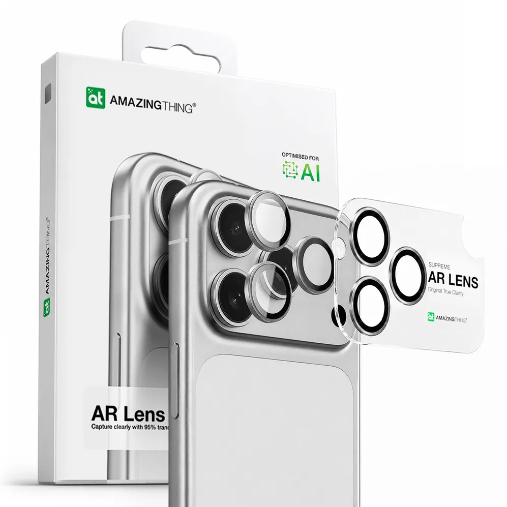AmazingThing Lens Glass for iPhone 17 Pro / Pro Max with Silver Aluminum Frame