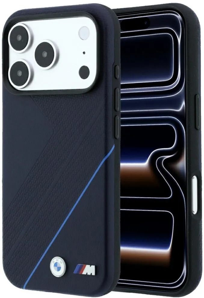 BMW M Tire Track Blue Line MagSafe Case for iPhone 17 Pro Max / 18 Pro Max - Navy Blue