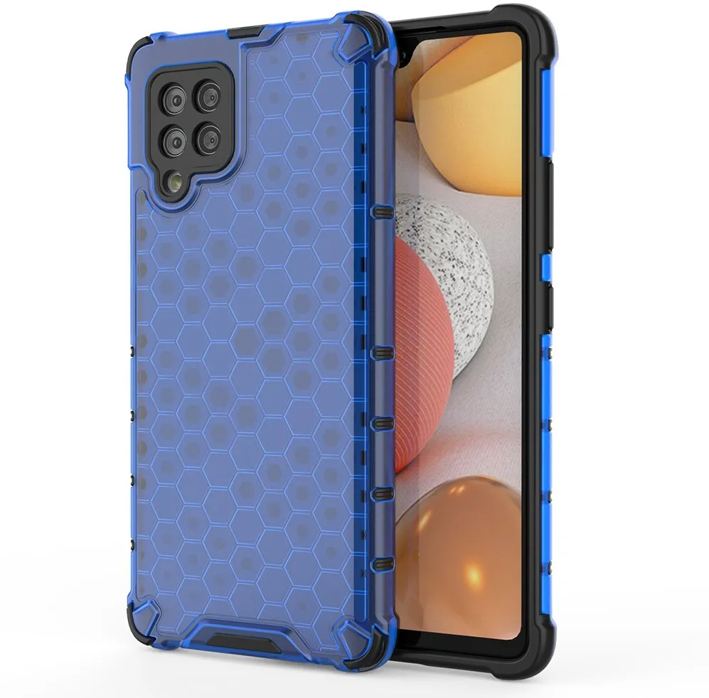 Honeycomb Case armor cover with TPU Bumper for Samsung Galaxy A42 5G blue