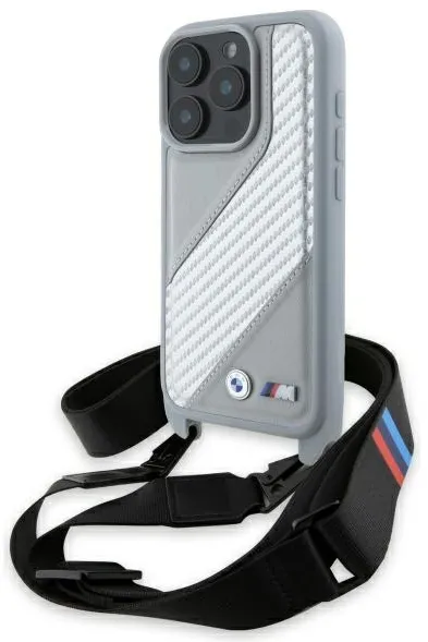 BMW M Edition Carbon Stripe &amp; Strap iPhone 16 Pro Max Case - Gray