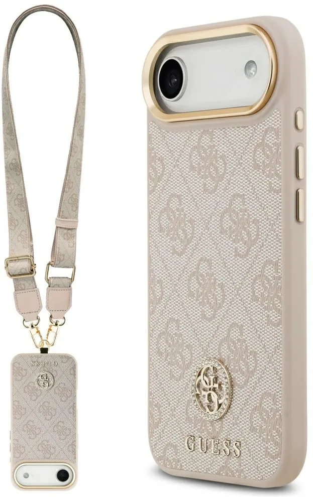 Guess 4G Strass Logo &amp; Big Strap Metal Buttons MagSafe Case for iPhone Air - Pink