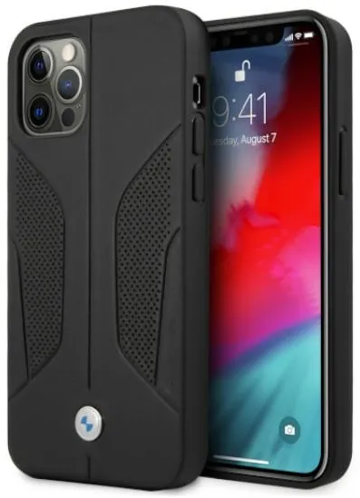 BMW Leather Perforated Sides Case for iPhone 12 Pro Max - Black