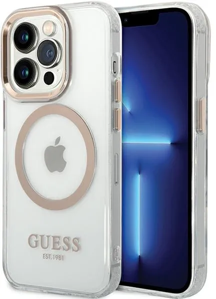 Guess Metal Outline MagSafe case for iPhone 15 Pro - gold
