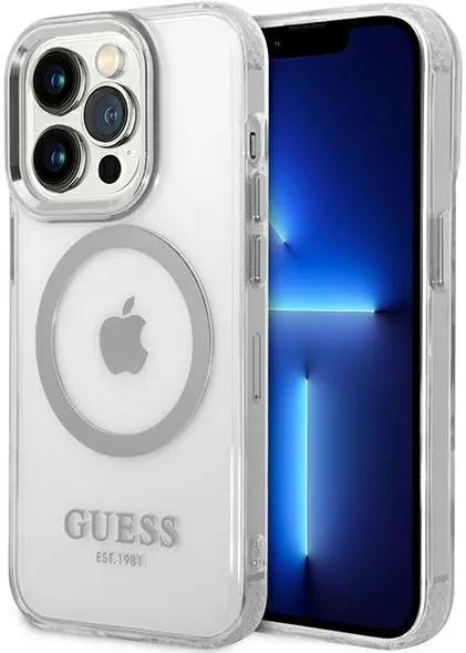 Guess GUHMP14LHTRMS iPhone 14 Pro 6.1" silver/silver hard case Metal Outline Magsafe