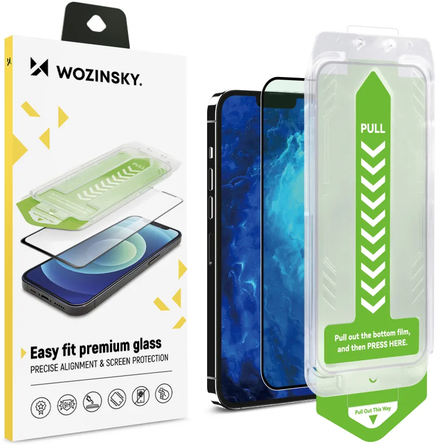 9H tempered glass with mounting frame for iPhone 14 Plus Wozinsky Premium Glass - black