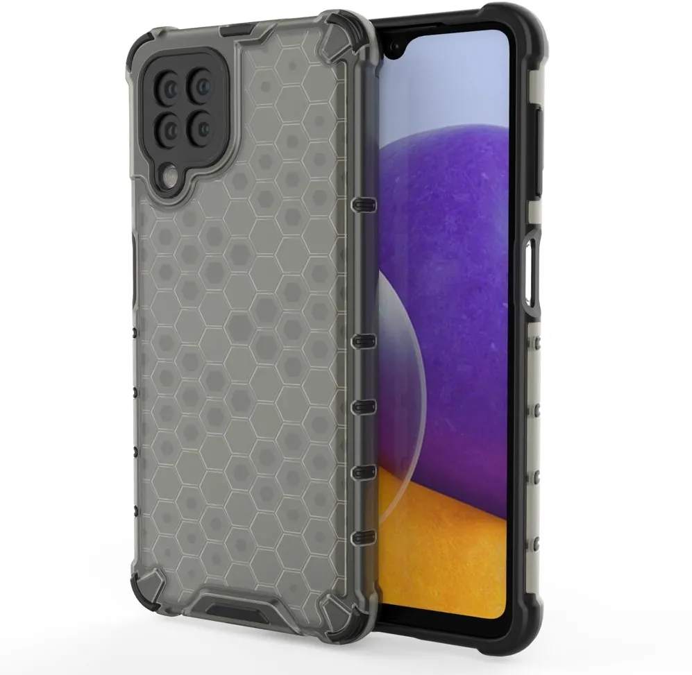 Honeycomb Case armor cover with TPU Bumper for Samsung Galaxy A22 4G black